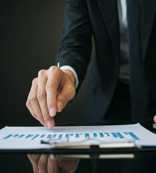 Adviser reviewing a financial report
